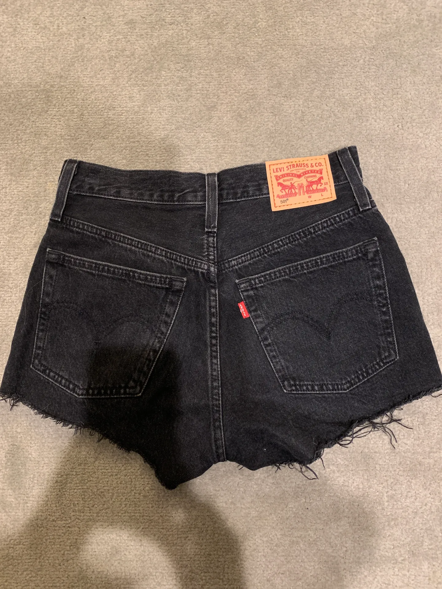 Levi’s Black Distressed Denim Shorts - Image 2
