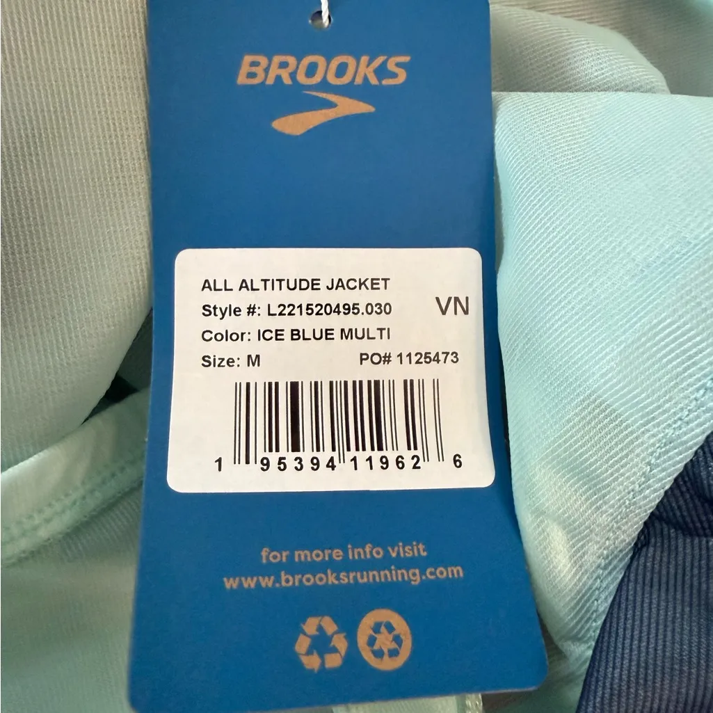 NWT Brooks All Altitude‎ Windproof Jacket Size Medium in Ice Blue Multi - Image 10