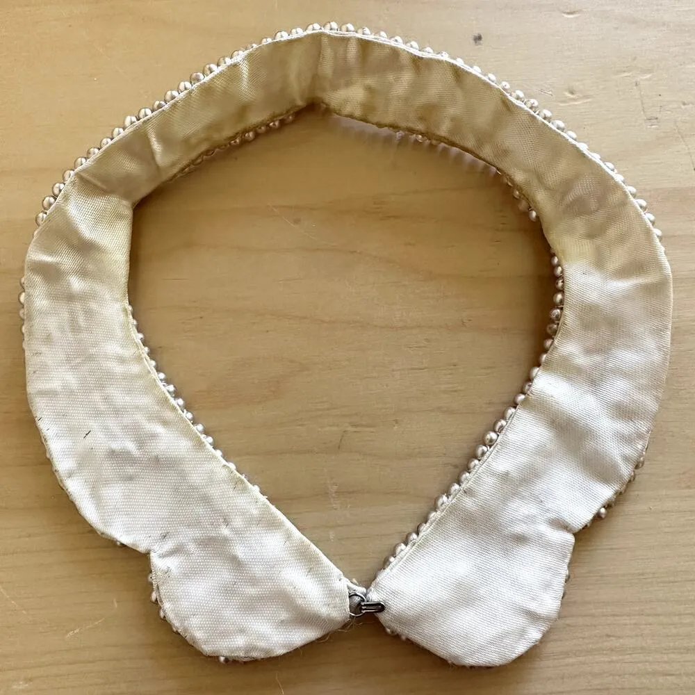 Vintage Pearl Collar Necklace Choker japenese pearls mid century modern MCM Gray - Image 4