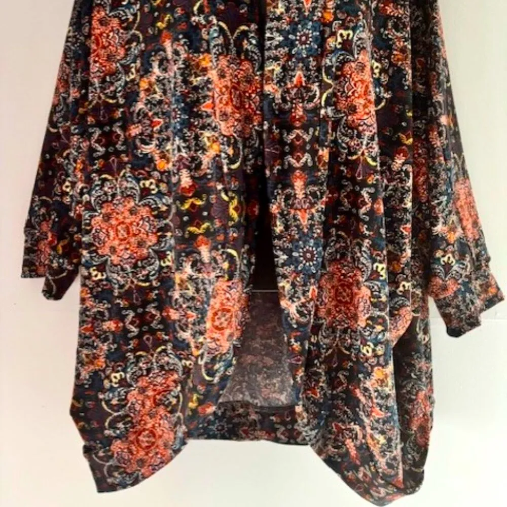 New French Laundry 1X Cardigan Jacket Open Front Cottagecore Dolman Black Brown - Image 2