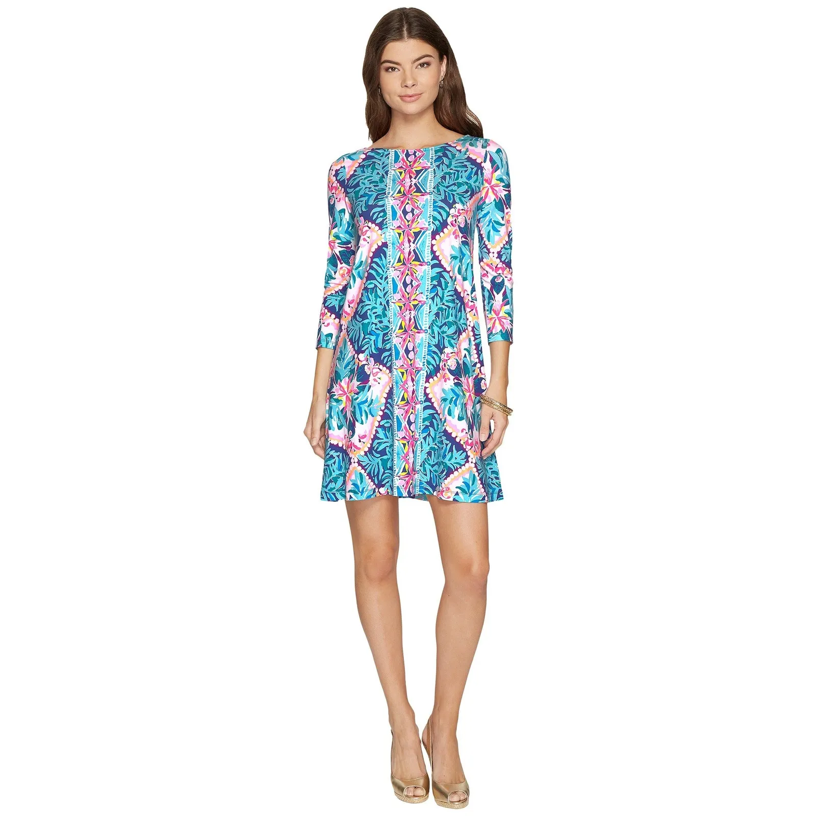 Lilly Pulitzer Womens Dress Sz‎ XS Ophelia Seaside Aqua Coconut Cove Engineered - Image 3