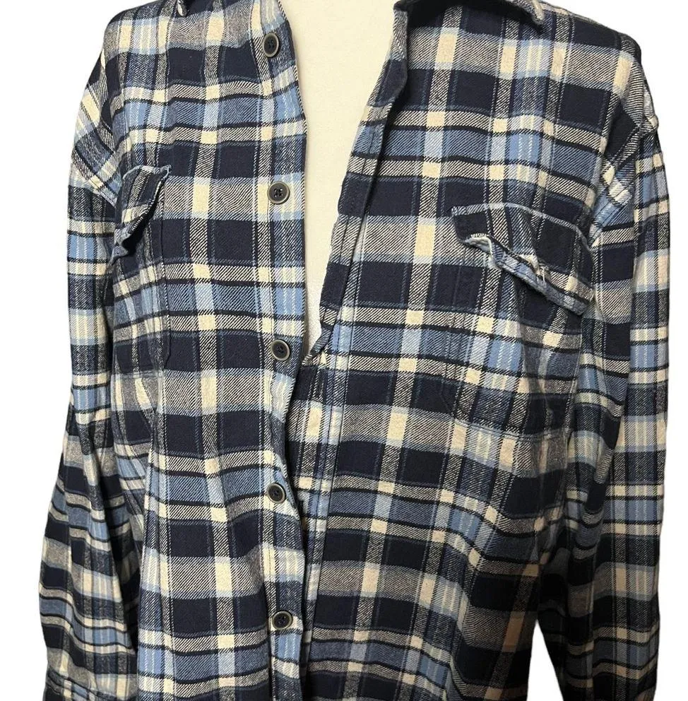 100% Cotton Blue & White Jachs Flannel XL - Image 3