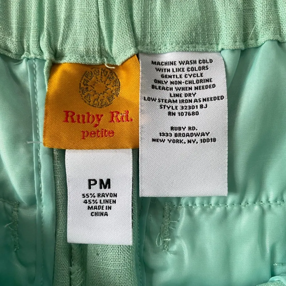 Ruby Rd. cropped wide leg pull-on pants size PM linen blend elastic waist - Image 10