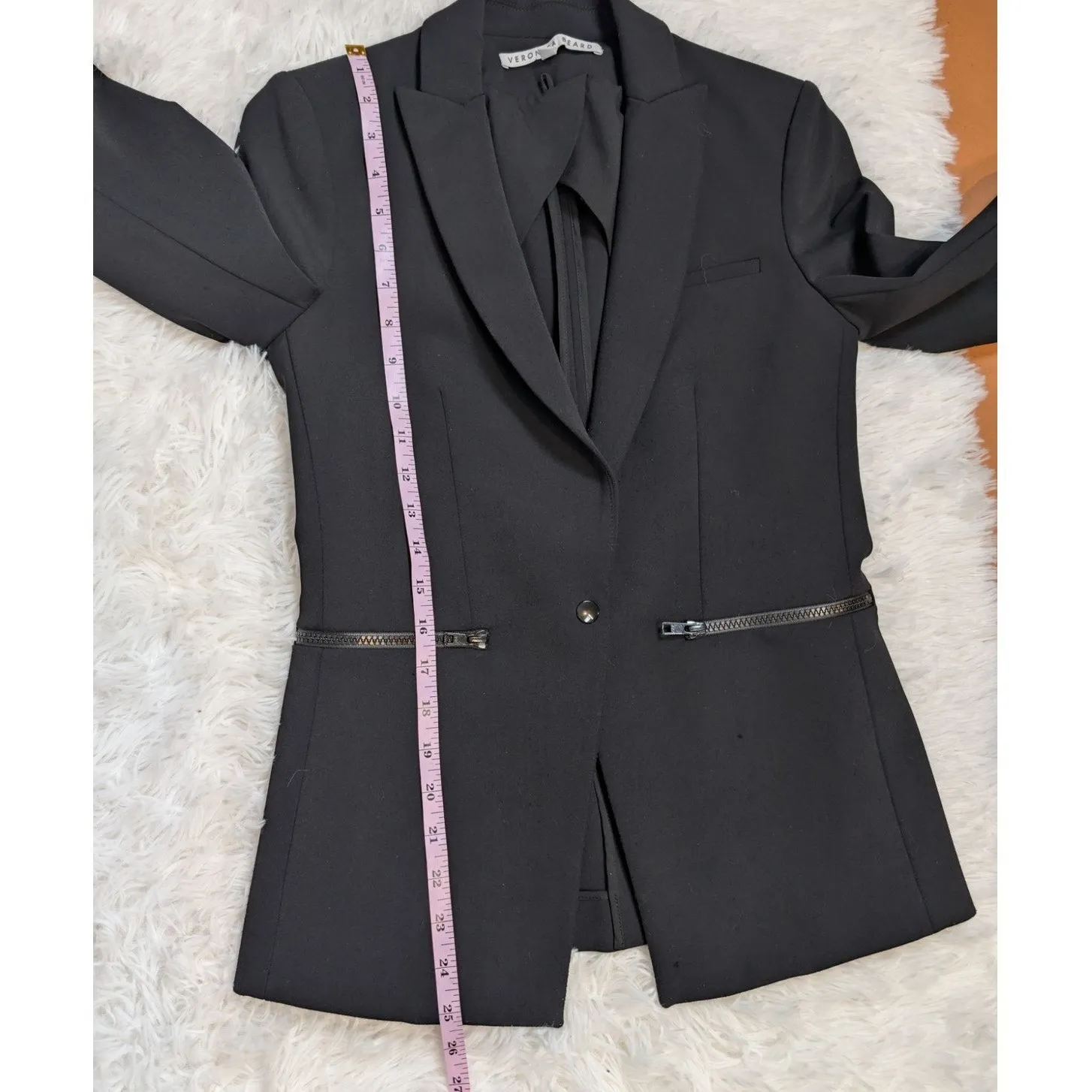 Veronica Beard Black Tailored Blazer Dickey Compatible Size 0 Zip Pocket Jacket - Image 9