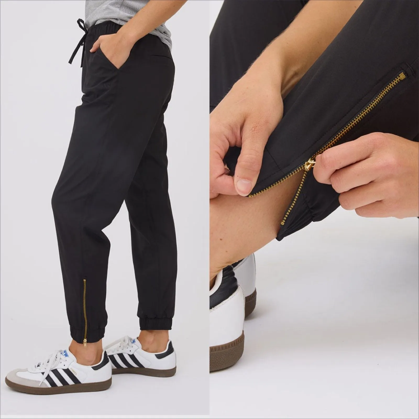 Albion Jetsetter Everywhere Jogger Size XXS Petite Black Zip Ankle Travel - Image 3