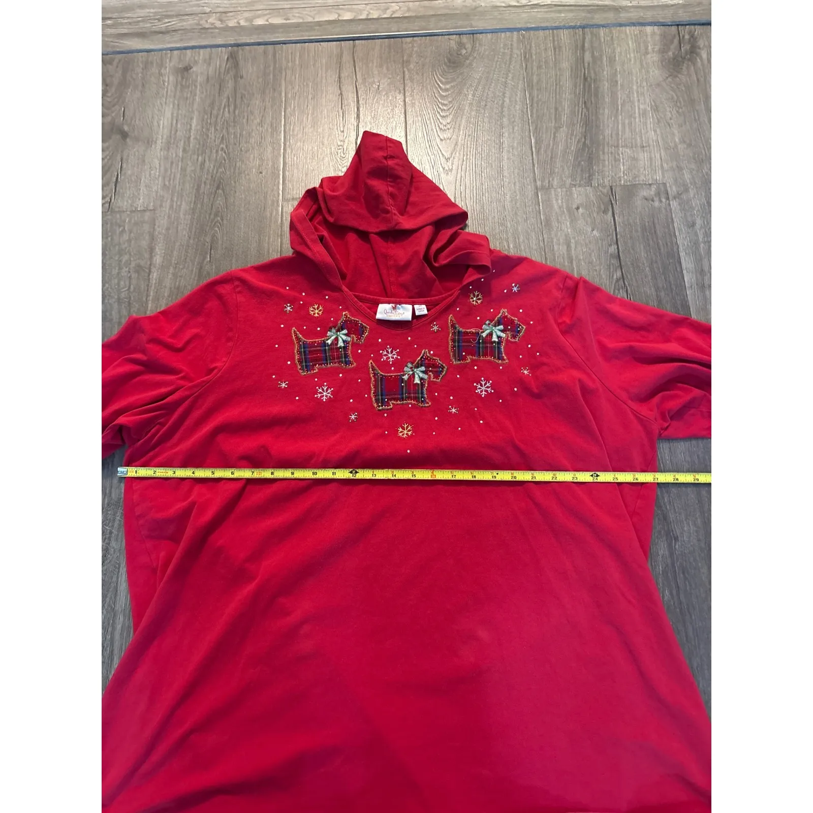 Quacker Factory Red Scottish Terrier Dog Christmas Holiday Hoodie 3X - Image 5