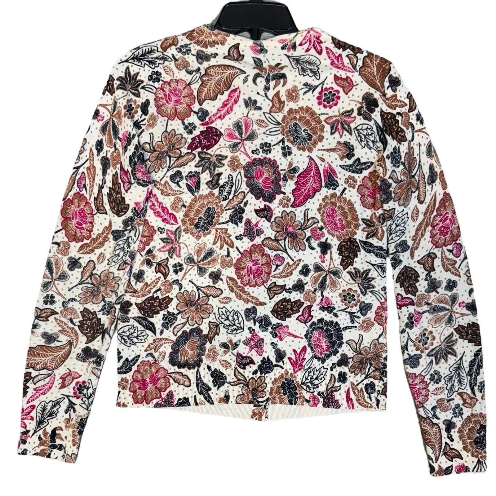 Ann Taylor Cardigan Sweater Size M Pink Brown Floral Romantic Cottage Fairy Y2K - Image 3