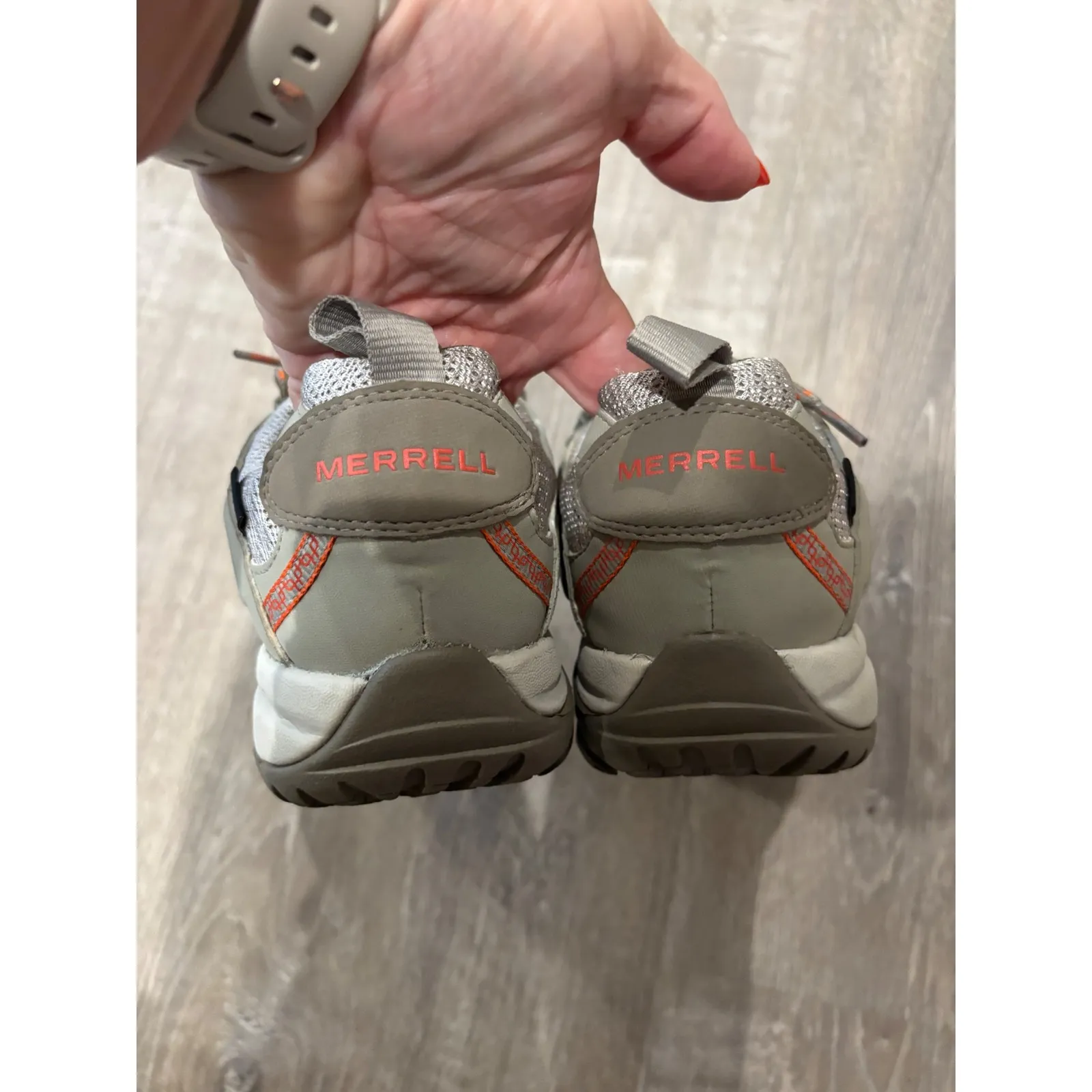 Merrell Mesh Hiking Trail Shoes Lightweight Comfort Outdoor Gray‎ Orange 8.5 - Image 3