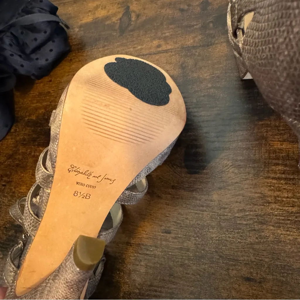 Elizabeth and James Textured Brown Strappy Heels - Image 5