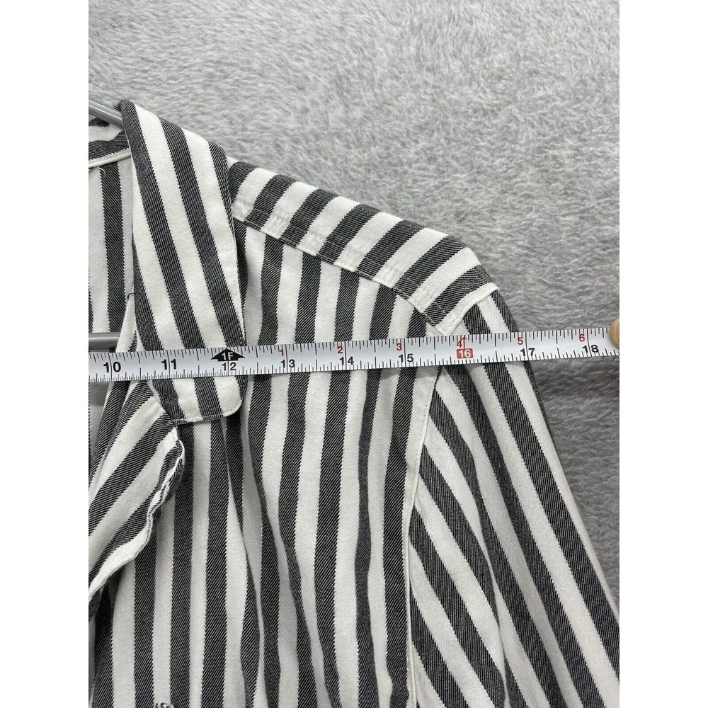 Victoria's Secret Women's Pajama Top Button Front Long Sleeve Striped XL Cotton - Image 6