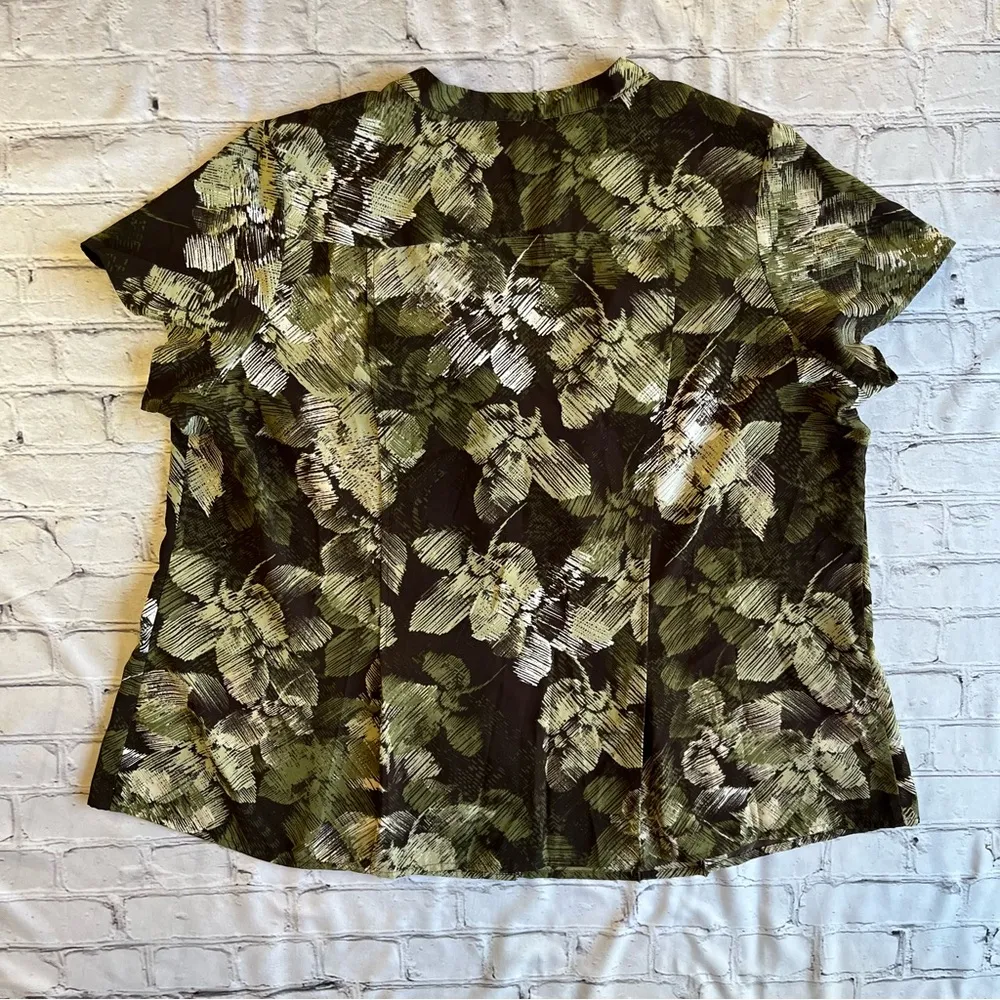 Croft & Barrow 2X Button Up Shirt Blouse Loose Fit Print Short Sleeve Career - Image 5