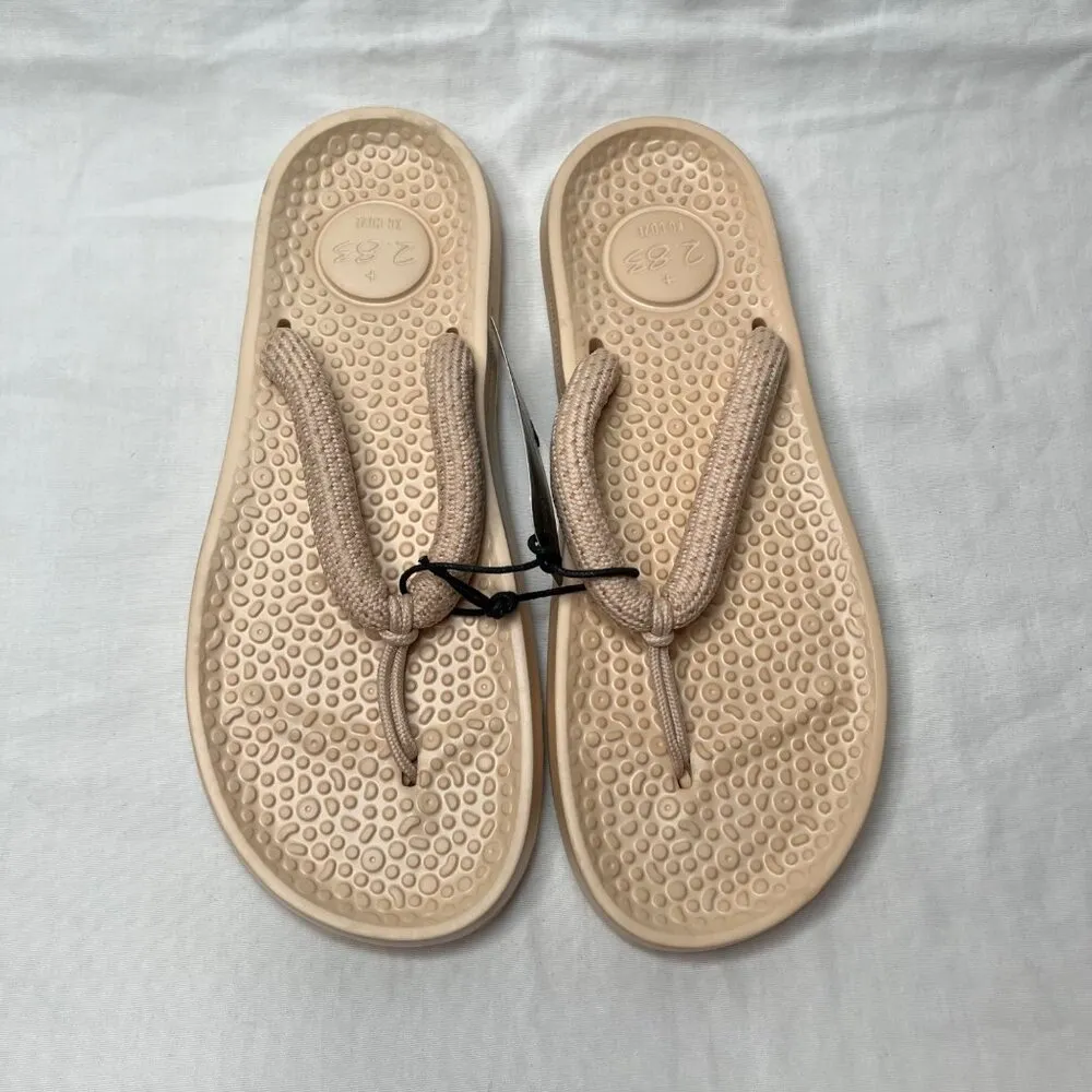 Allbirds Womens Sugar Zeffer Lux Beige Slip-On Sandals  Braided Thong Toe Straps - Image 3