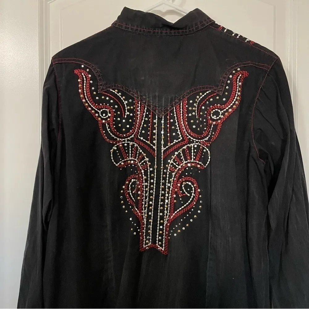 Rock 47 By Wrangler Black Long Sleeve Button Up Western Rodeo Shirt - Image 2