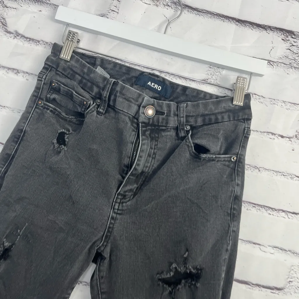 Aero High Rise Curvy Jegging Women’s 8 Distressed Ripped Black Stretch Denim Y2K - Image 7