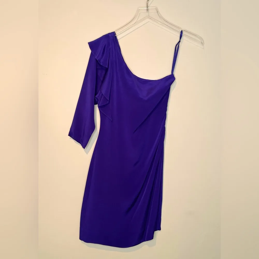 Diane Von Furstenberg Cobb One Shoulder Deep Purple Violet Silk Jersey Dress 2 - Image 10