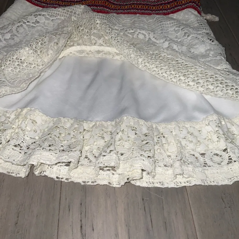 Altar’d State Cream Lace Tiered Mini Skirt Colorful Elastic Waistband Small - Image 5