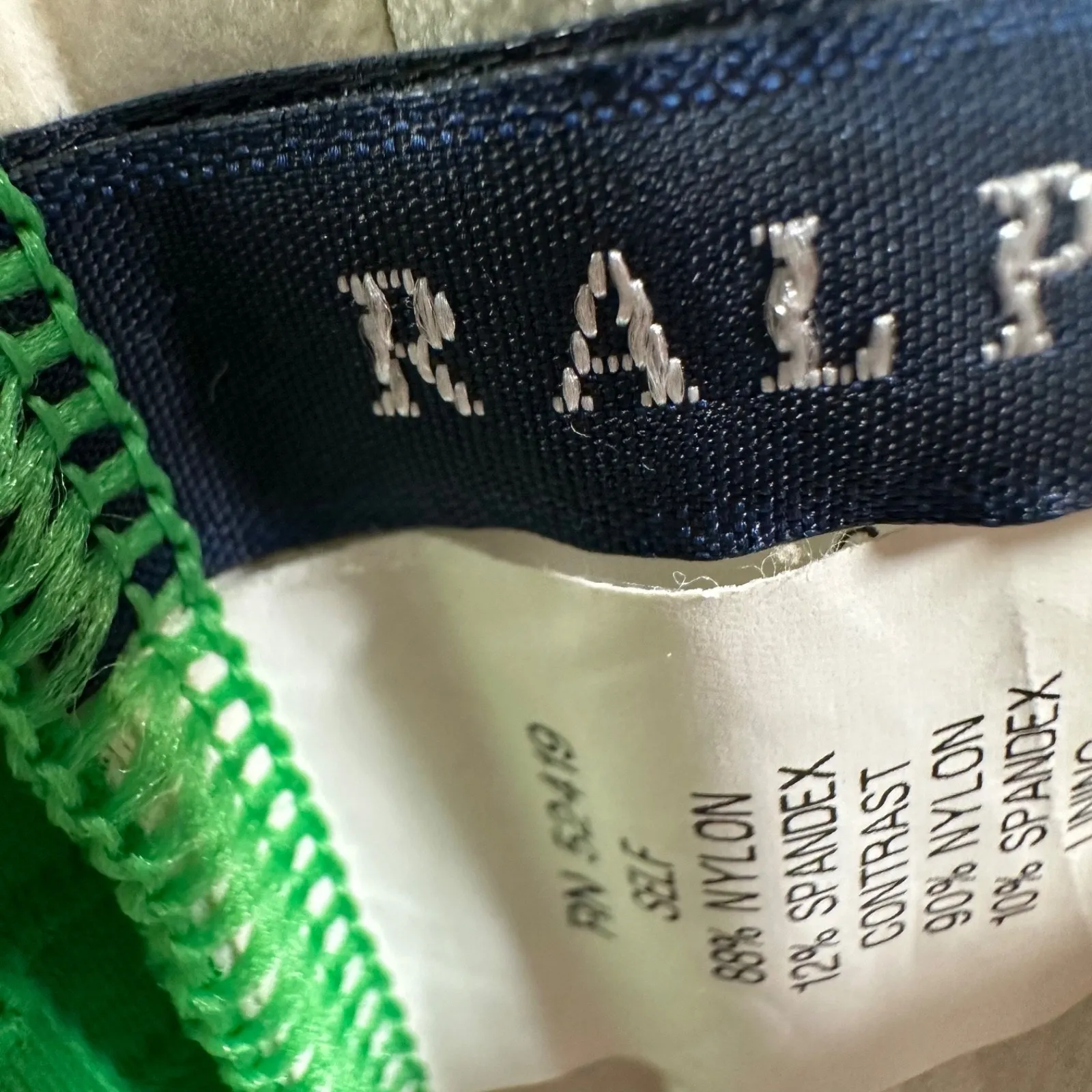 Ralph Lauren Green Ruffle Bandeau Bikini Top Women's Large Neck Tie Swimsuit - Image 5