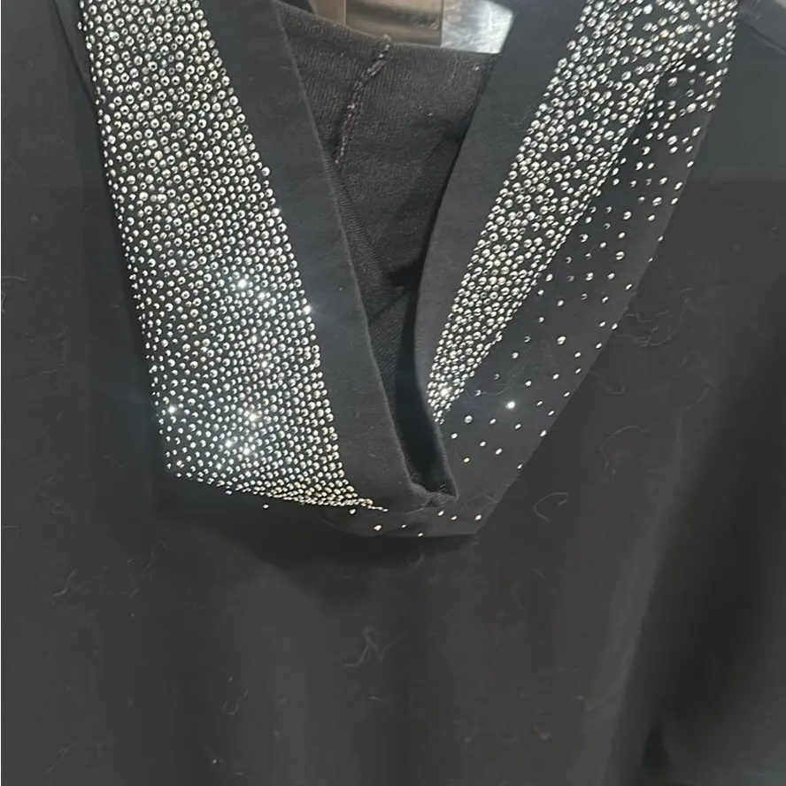 Black Hoodie with Rhinestone Accents Size undefined - Image 5