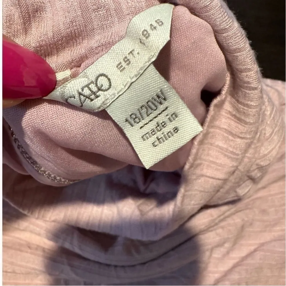 CATO Womens Sleeveless Midi‎ Knit Dress Size 18W Light Pink/Peach Zippered Back - Image 5