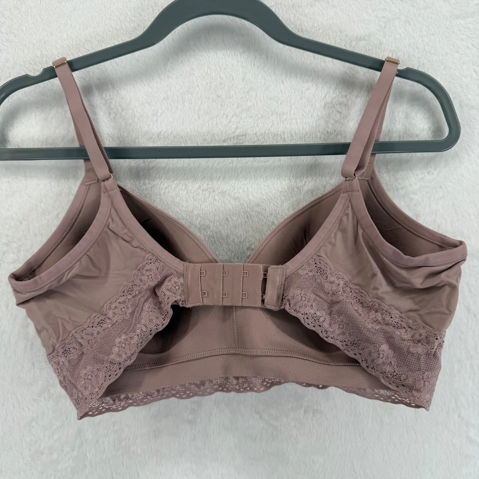 Natori Womens Bra Size 34D Wireless Lace Trim Light Mauve Comfortable - Image 3