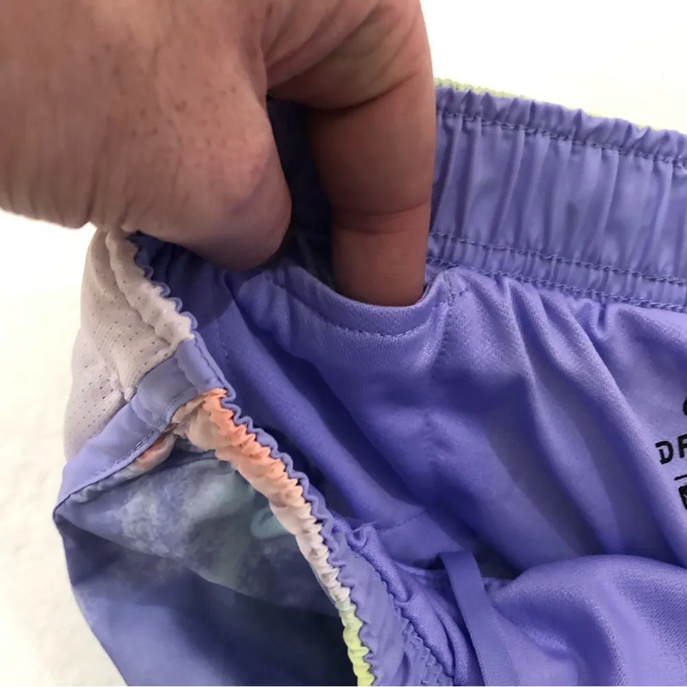 Nike Dri Fit Rainbow Tie Dye Lavender Athletic Running Jogging Shorts Womens XS - Image 6