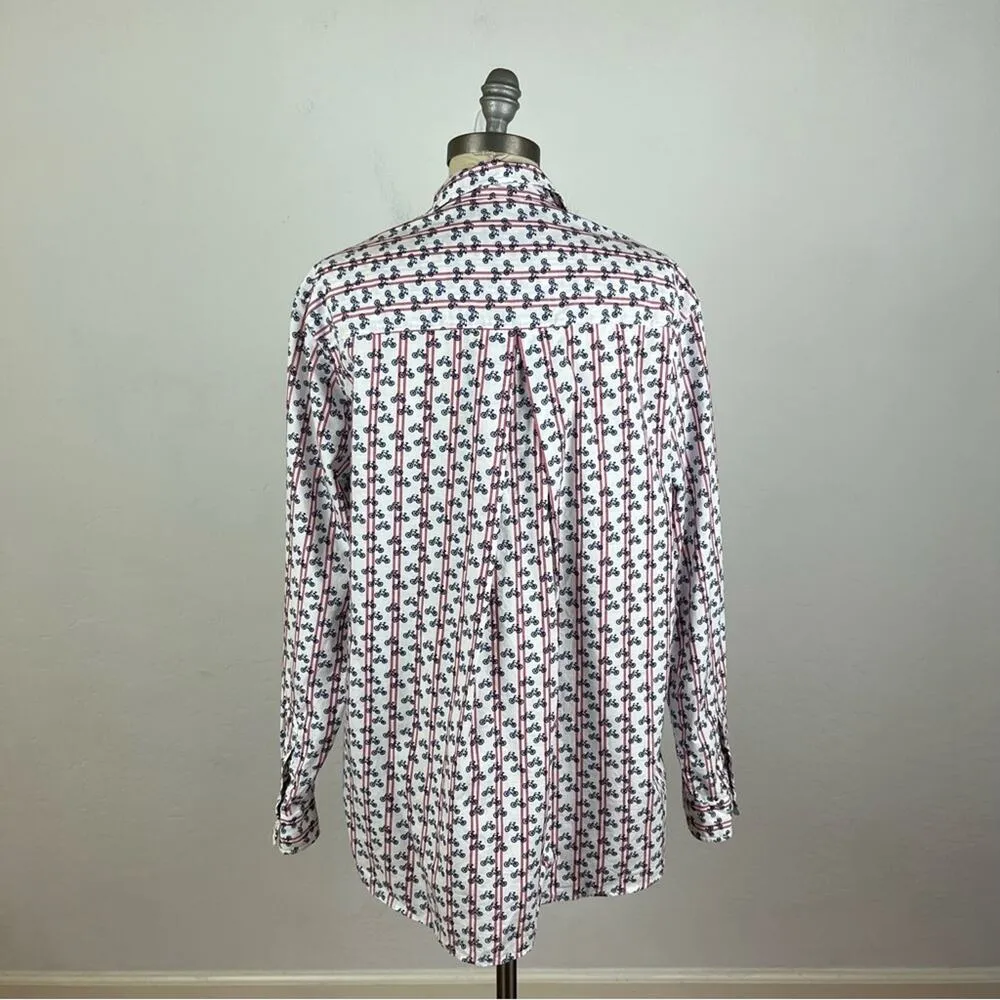 Anthropologie Grayson The Hero Buttondown in Bicycle Print Blue Size L - Image 5