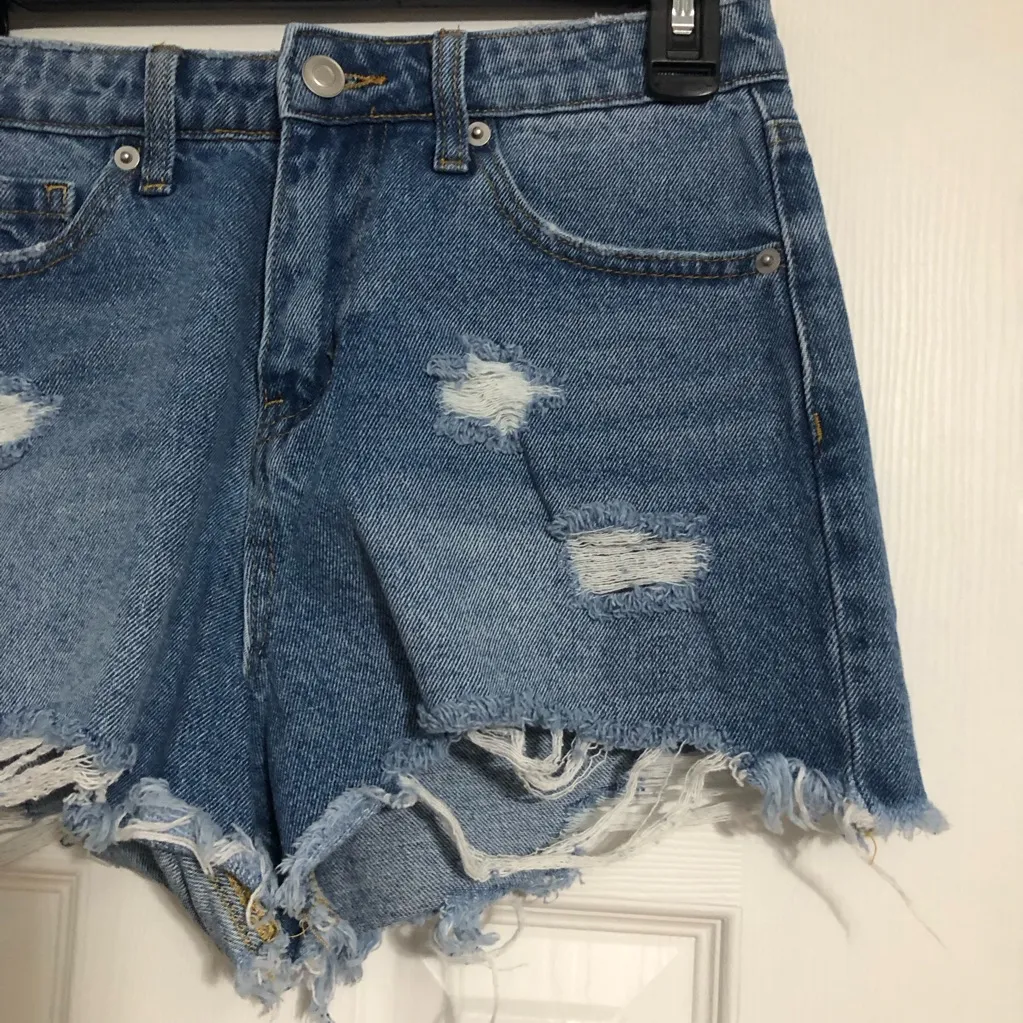 BP Be Responsible cut off‎ denim jean short shorts women 27 distressed waist 28” - Image 2