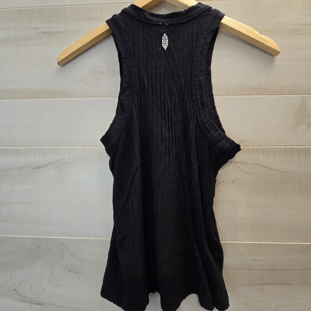 {XS} Free People Movement "Blissed Out" Ribbed Racerback Tank Top Black - Image 5
