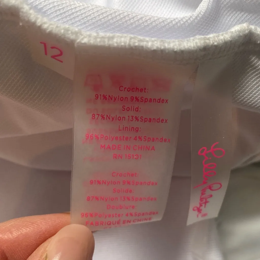 NWT Lilly Pulitzer Nevis Halter One Piece Swimsuit 12 White Crochet Ruffle Swim - Image 14