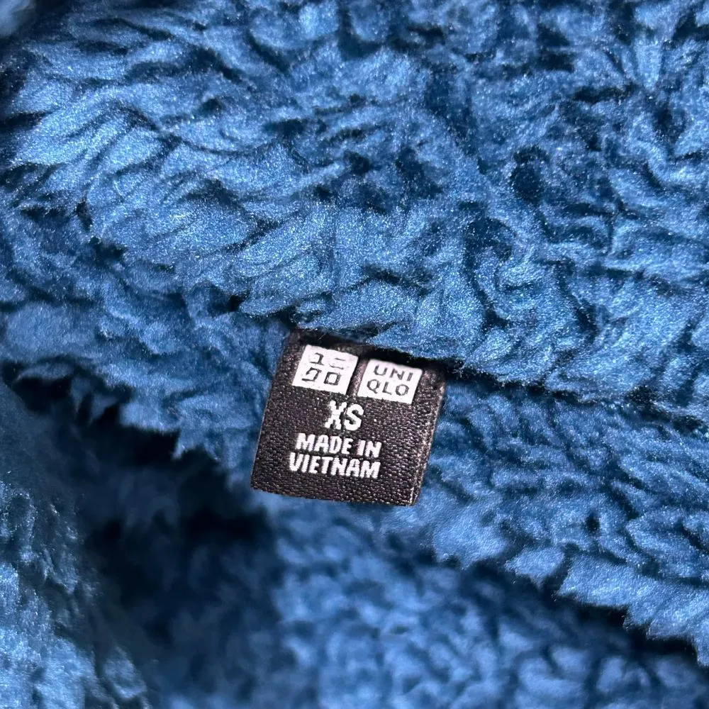 Uniqlo Oversized Teal Sherpa Fleece Full-Zip Jacket Plush Winter Womens‎ XS - Image 8