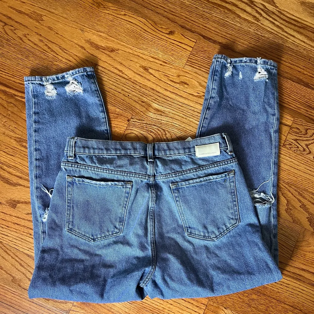 Current/Elliott Boyfriend Distressed Blue Jeans - Image 9