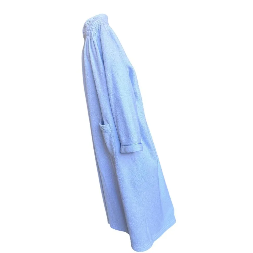 Miss Elaine Maxi Robe PL Petite Large Blue Fleece Zip Embroidered Flower… Size undefined - Image 10