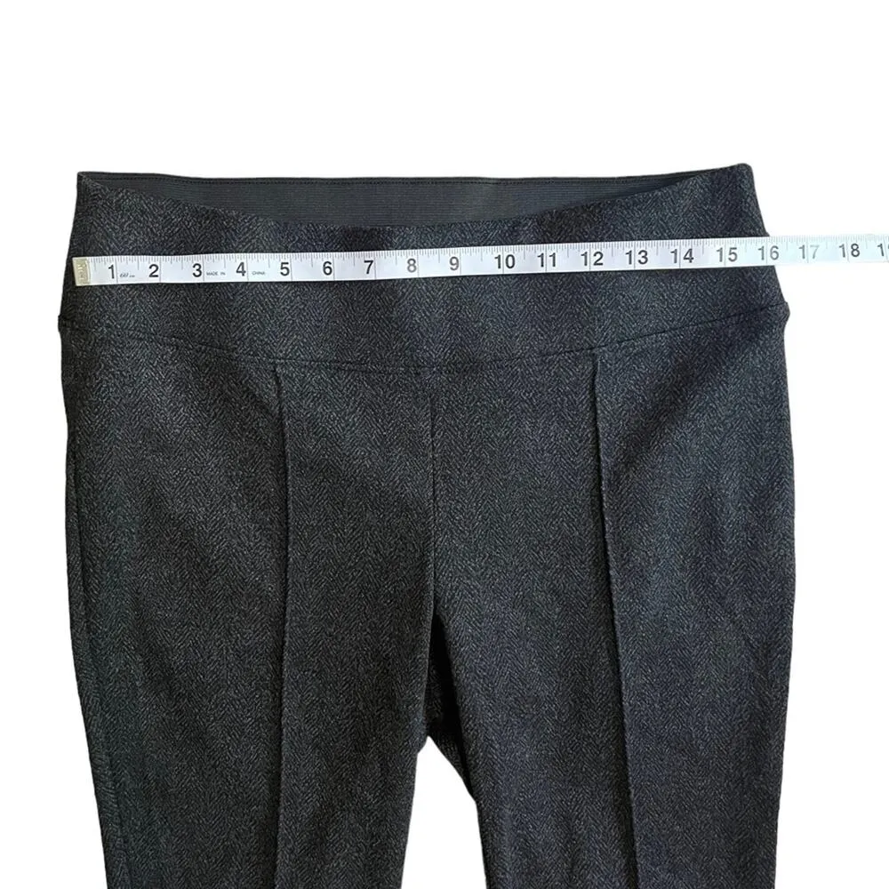 Nine West Skinny Legging Size Large Charcoal Black Gray Elastic Waist Pleated - Image 5