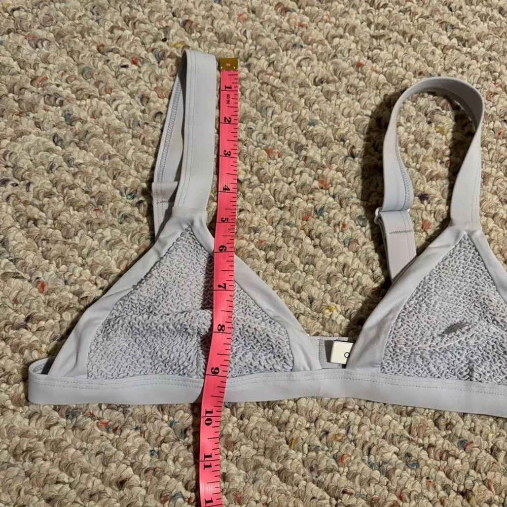 Onia Kamryn Smocking Bikini Triangle Top - Blue, Size Medium - Image 13