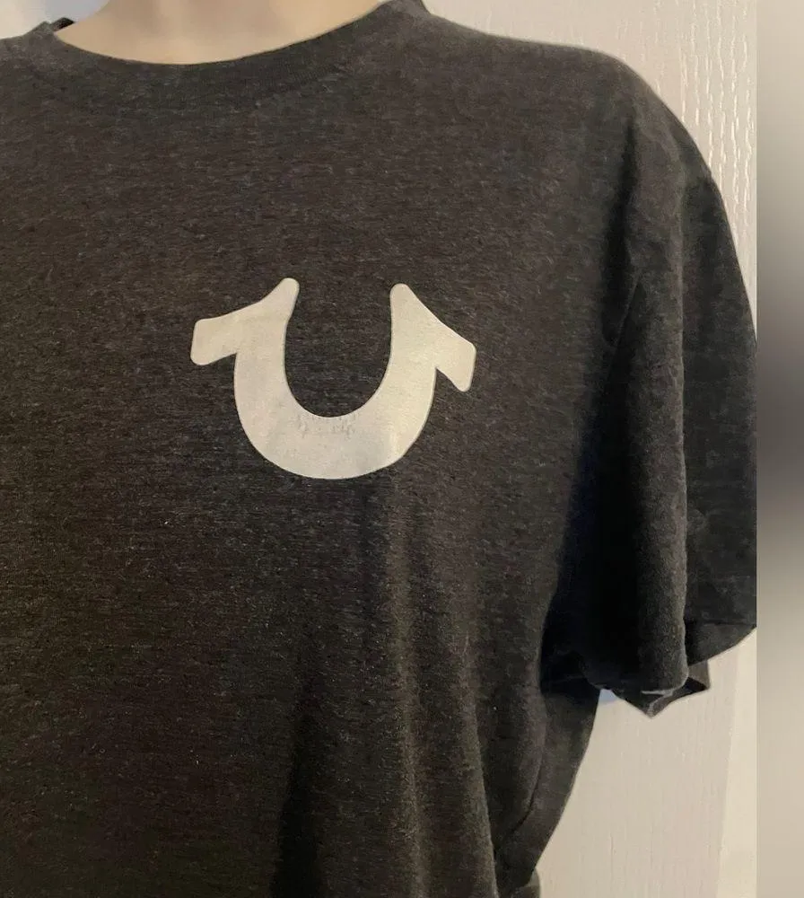 True Religion Dark Gray Logo Shirt Size Large - Image 3