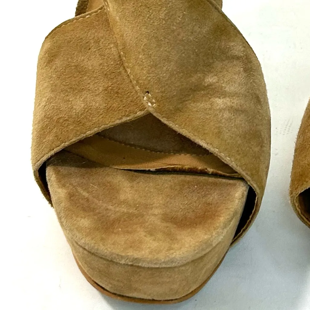 Diane Von Furstenburg Zia Beige Suede Platform Sandals size 8.5 - Image 9