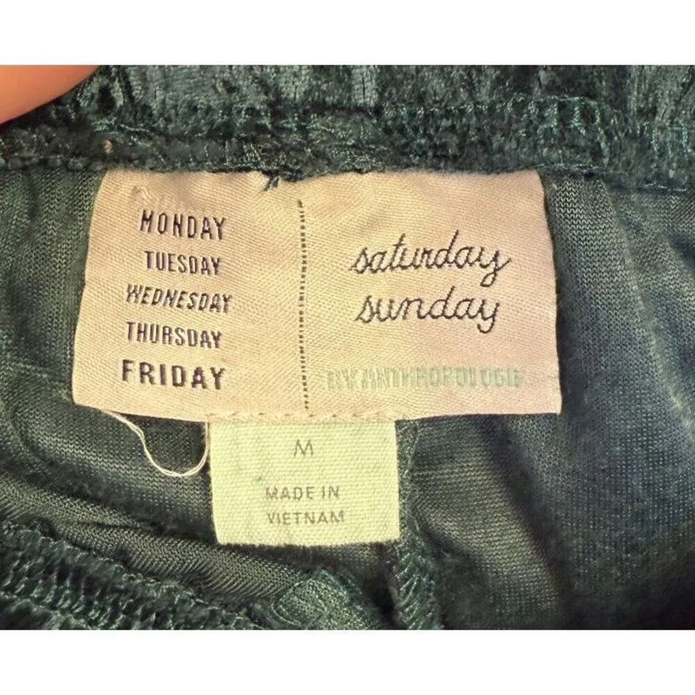 Anthropologie Saturday Sunday Olive Green Velvet Velour Casual Jogger Pants M‎ - Image 7