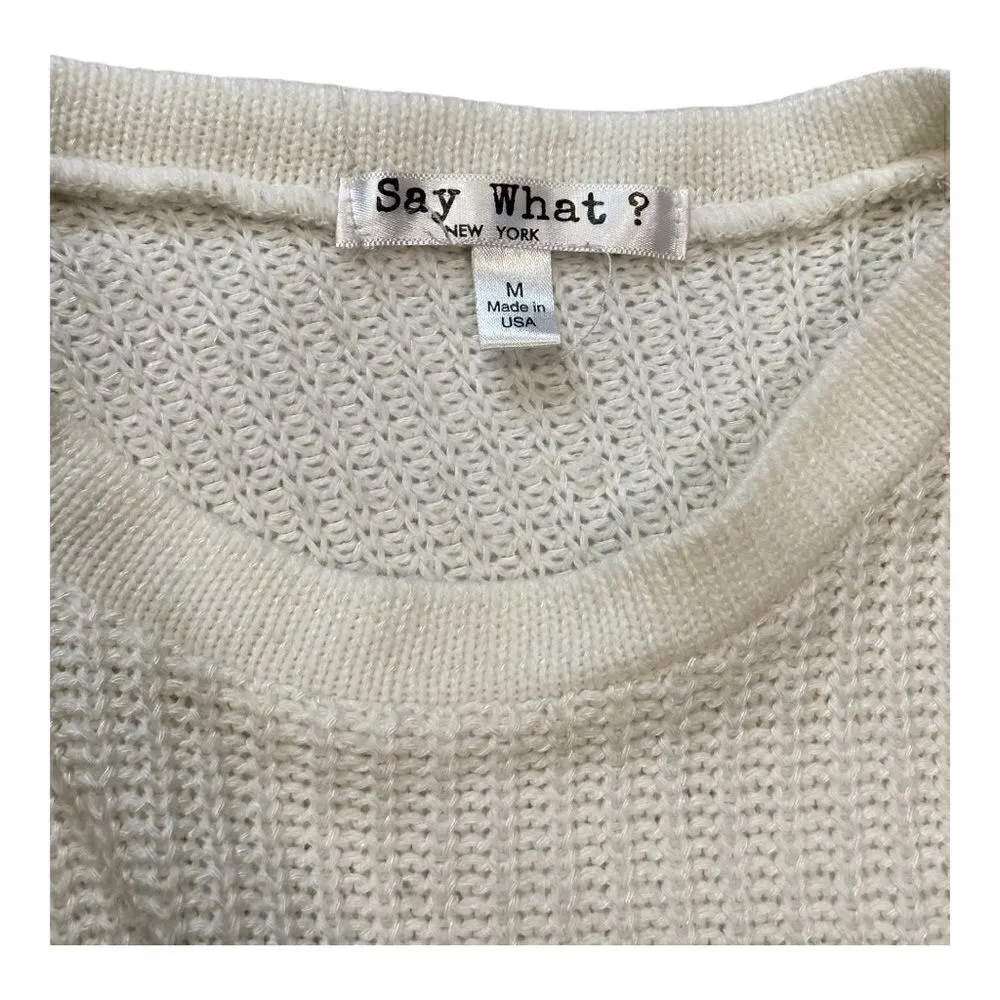 Say What? Color Block Chunky Knit Pull Over Sweater Size Medium - Image 4