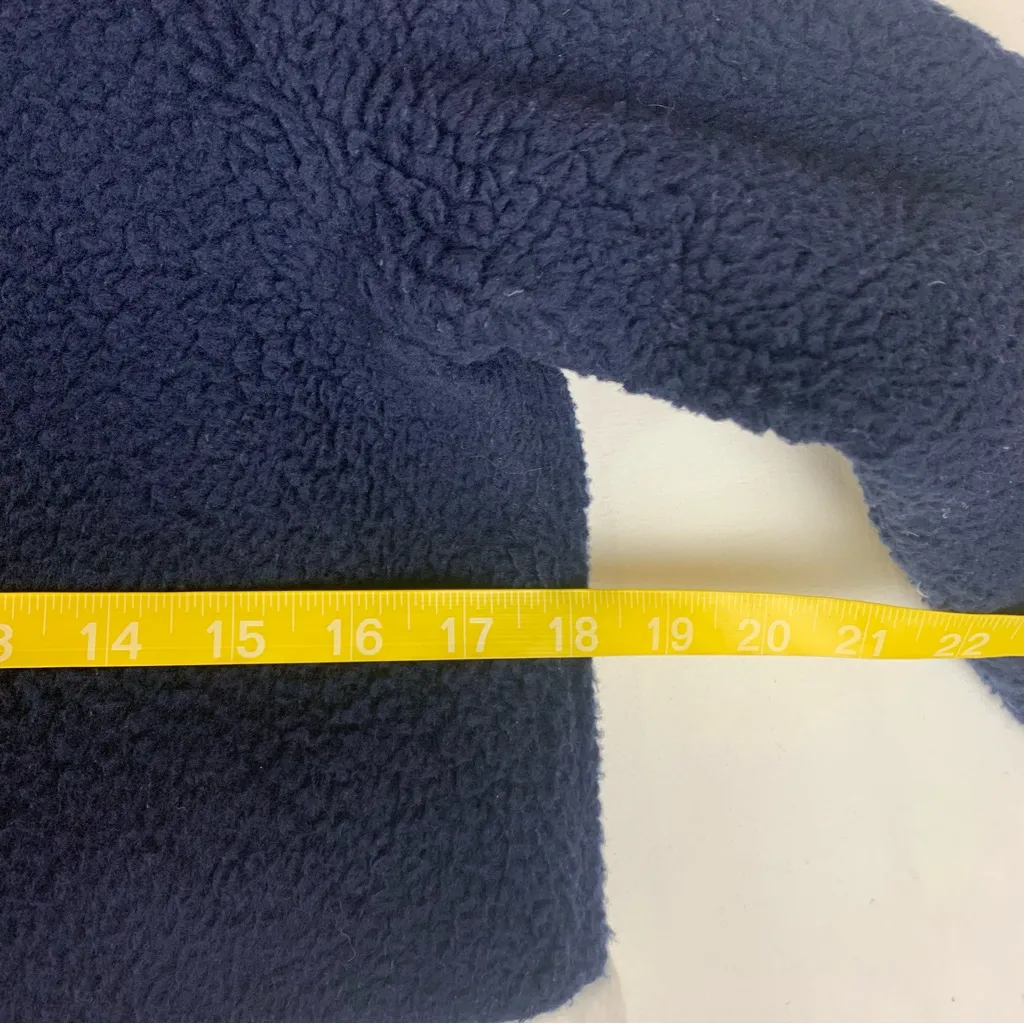 Talbots size small petite Navy Jacket yellow Trim fleece white zip up - Image 8