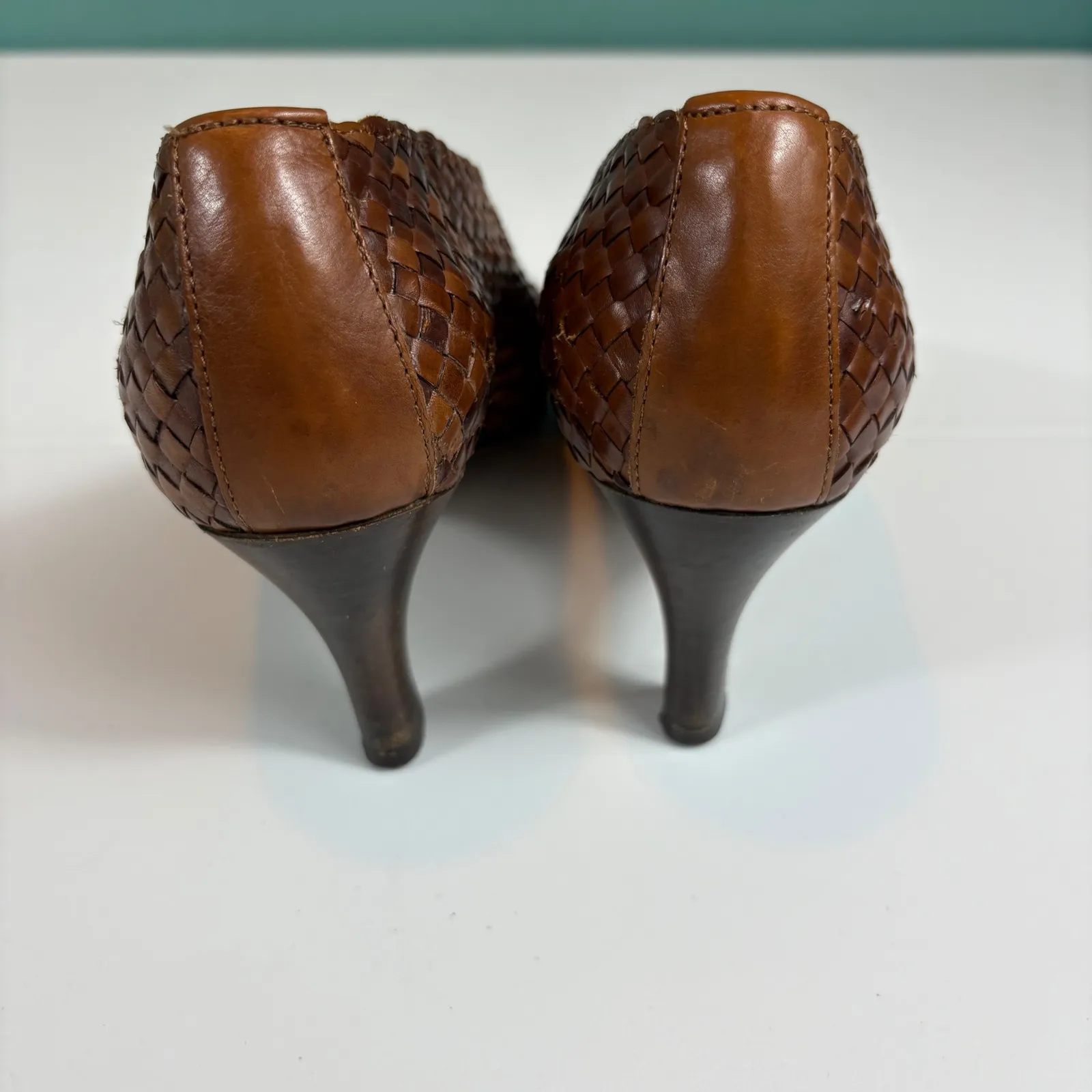 Vintage Sesto‎ Meucci Woven Leather Pointed Toe Heels Made in Italy 5.5 - Image 10