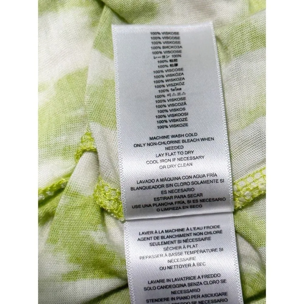 Michael Kors Womens Printed Tie Dye Elastic Long Sleeve Top Green White Size P/L - Image 9