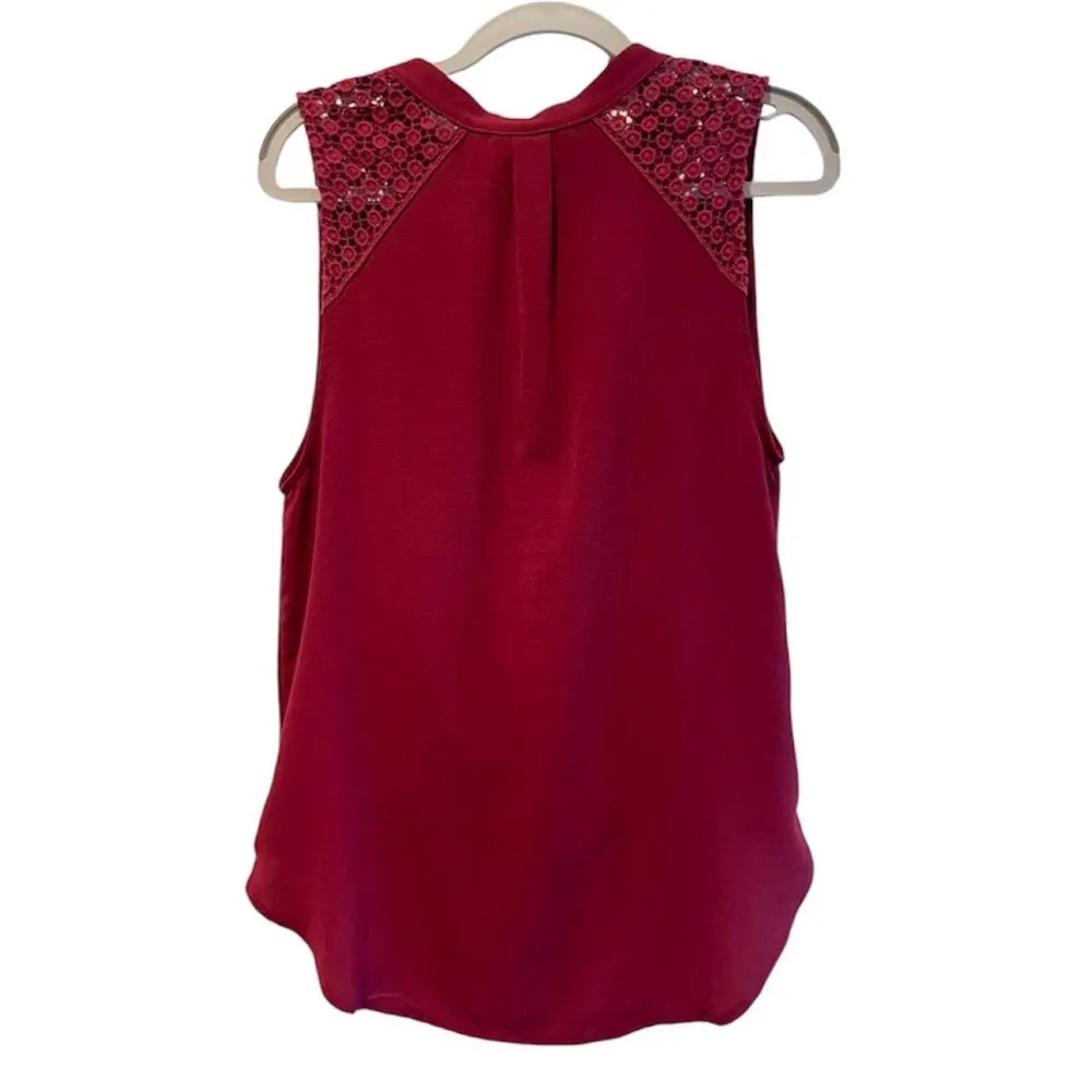 Alya Boho Peplum Sleeveless‎ Blouse Burgundy Red Women’s Size Small - Image 2