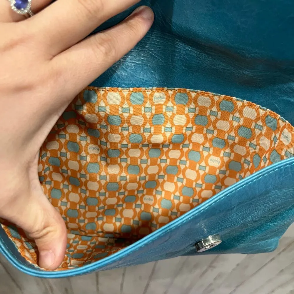 Hobo The Original Daria Blue Leather Crossbody Purse Clutch Wallet Bag Vintage - Image 4