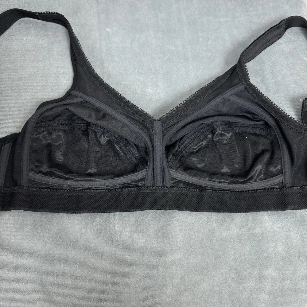 Vintage Underscore Bra 34B Wire Free Unlined Black Full Coverage 128 - Image 5