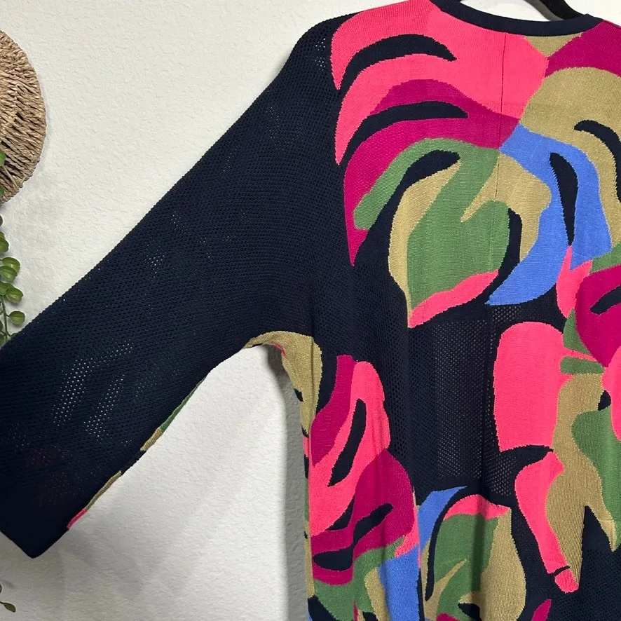 Chico’s Tropical Print Mesh Long Line Abstract Cardigan Sz Medium Maximalist - Image 10