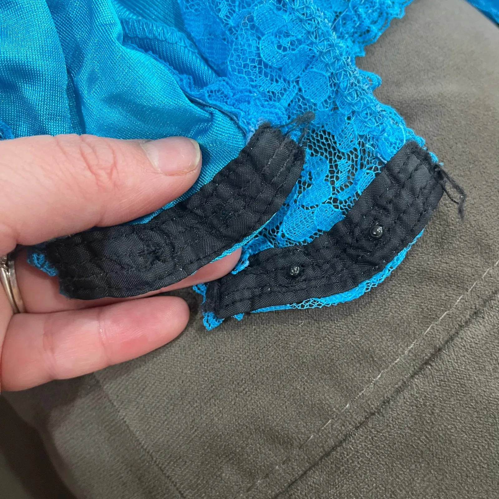 70s Lace Blue Ruffle Bodysuit Teddy Size Medium - Image 4