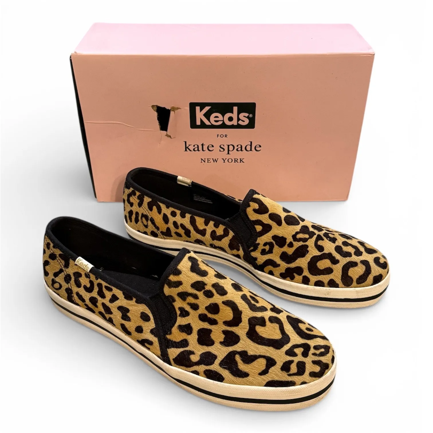 Keds x Kate Spade Sneakers Slip-On Pony Hair Leopard Animal Print Comfortable 10 - Image 3