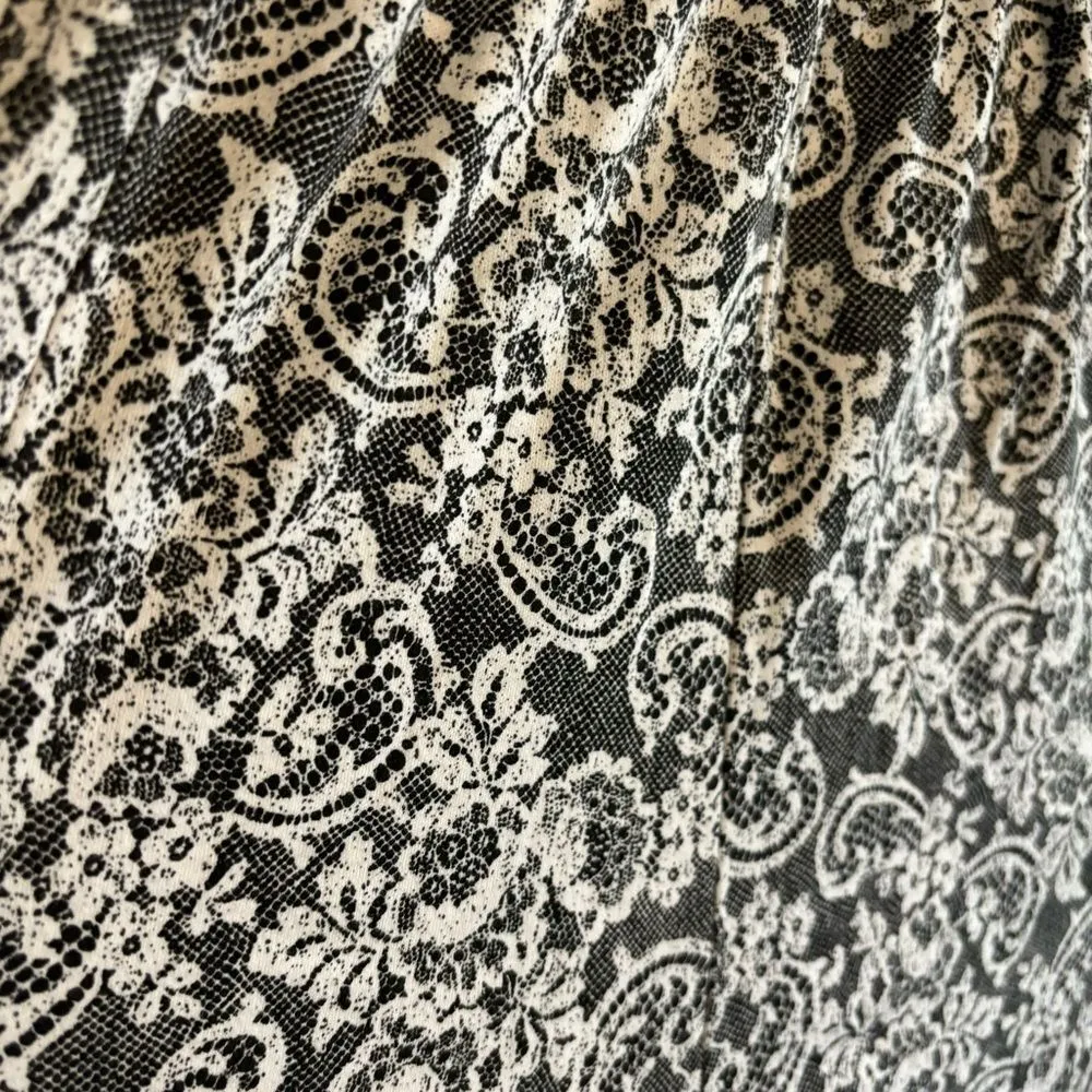 Vintage Ray Silver Black & White Paisley Flare Circle Skirt Sz 1X Plus Size - Image 2