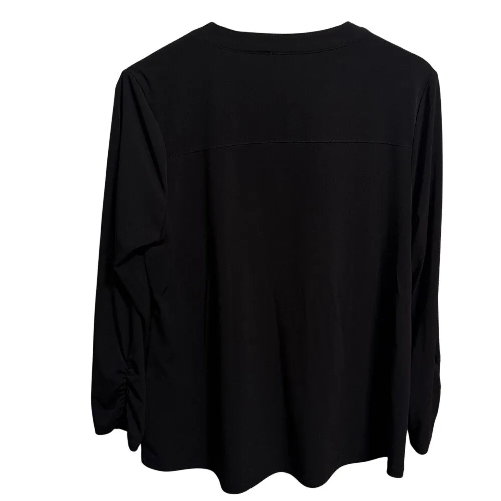 Anne Klein Black Zip Front Blouse Shirt Top Womens XL - Image 6