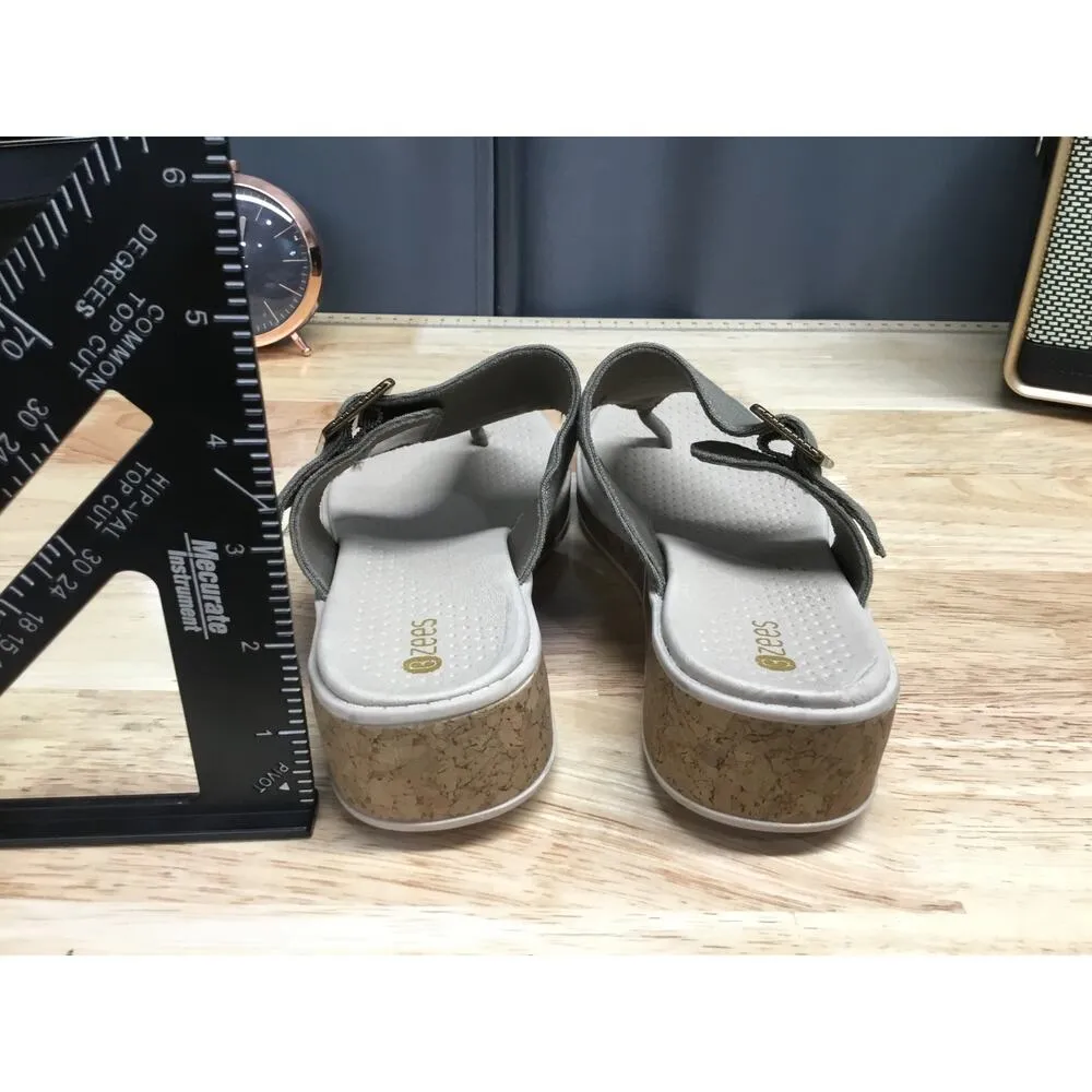 Bzees Bay Wedge Sandals Women's 7M Olive Green Slip - Image 4